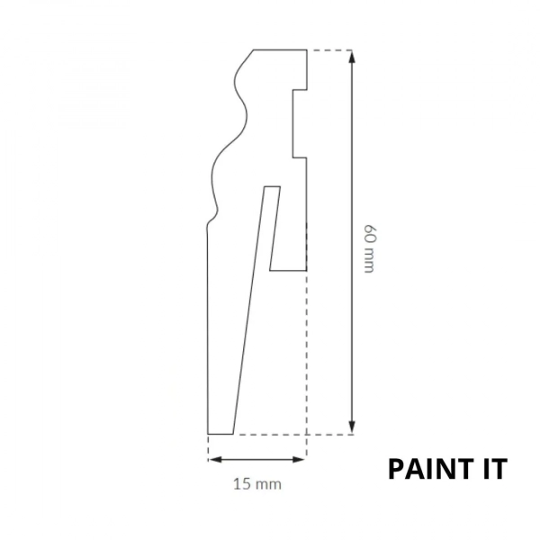 Arbiton PAINT IT MP0601 MDF plint overschilderbaar – Wit – 60x15mm – 242cm