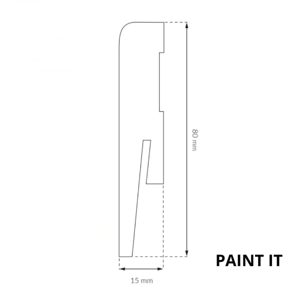 Arbiton PAINT IT MP0801 MDF plint overschilderbaar – Wit – 80x15mm – 242cm