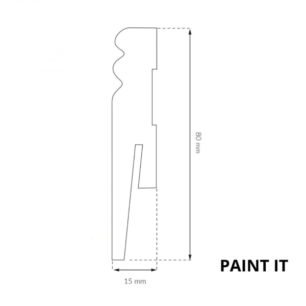 Arbiton PAINT IT MP0802 MDF plint overschilderbaar – Wit – 80x15mm – 242cm