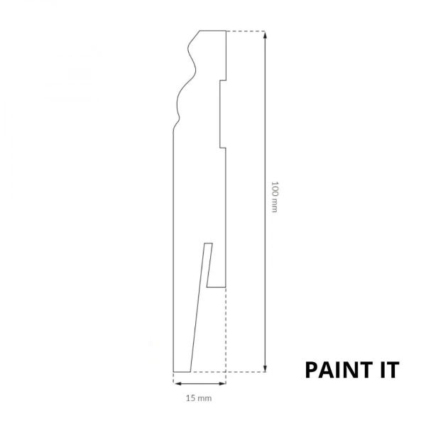Arbiton PAINT IT MP1003 MDF plint overschilderbaar – Wit – 100x15mm – 242cm