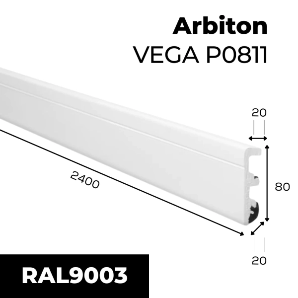 Arbiton VEGA P0811 Sierplint – Wit – 80x20mm – 240cm