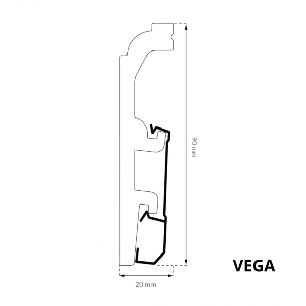Arbiton VEGA P0910 Sierplint – Wit – 90x20mm – 240cm