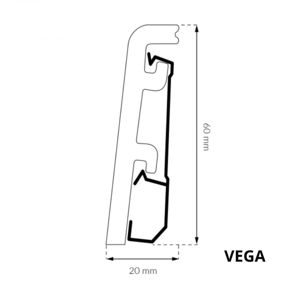 Arbiton VEGA P0610 Plint – Wit – 60x20mm – 240cm