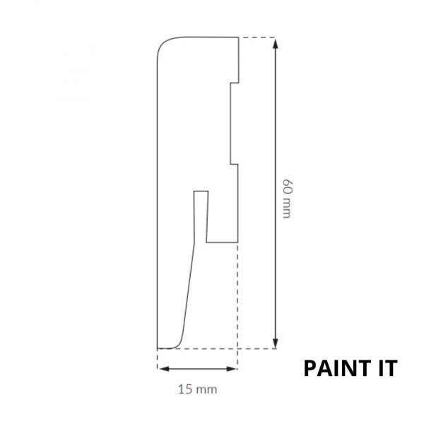 Arbiton PAINT IT MP0602 MDF plint overschilderbaar – Wit – 60x15mm – 242cm