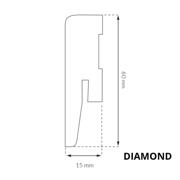 Arbiton DIAMOND GP0601 MDF plint – Wit – 60x15mm – 242cm