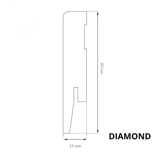 Arbiton DIAMOND GP0801 MDF plint – Wit – 80x15mm – 242cm