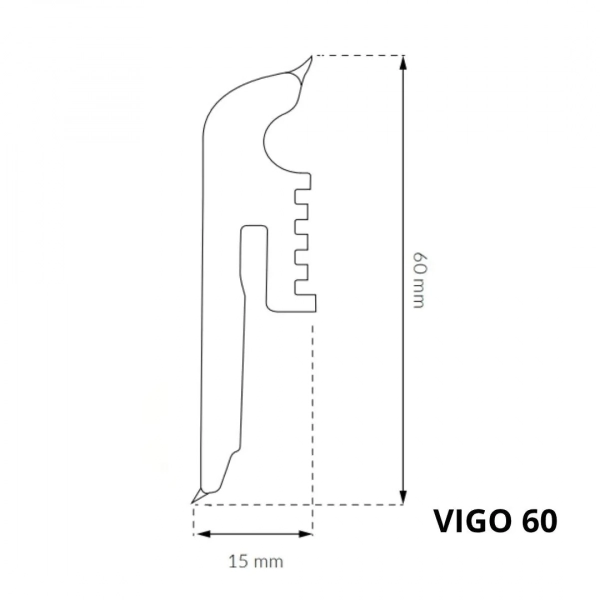 Arbiton VIGO 60 Flexibele PVC plint – Eiken Cornwall – 60x15mm – 220cm