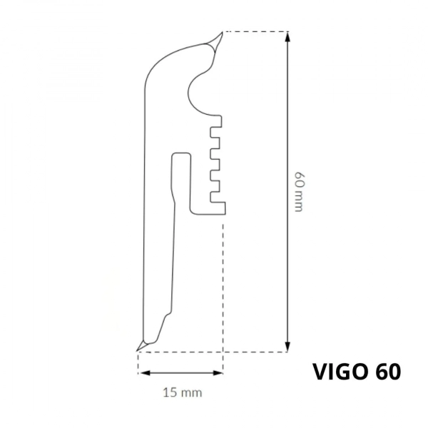 Arbiton VIGO 60 Flexibele PVC plint – Eiken Rossport – 60x15mm – 220cm