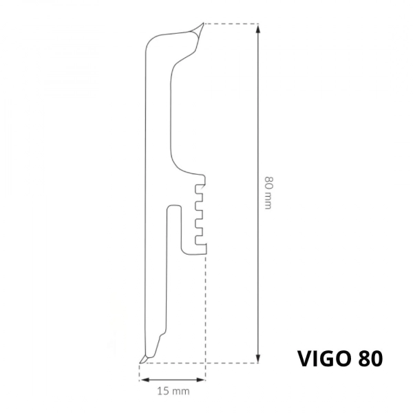 Arbiton VIGO 80 Flexibele PVC plint – Wit 01 (RAL 9003) – 80x15mm – 220cm