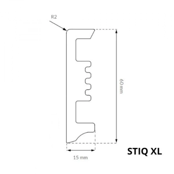 Arbiton STIQ XL STX 610 Flexibele plint – Wit – 60x15mm – 220cm