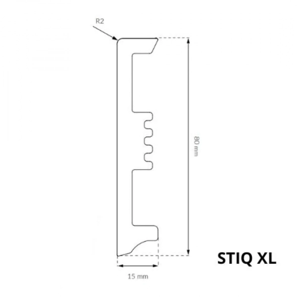Arbiton STIQ XL STX 810 Flexibele plint – Wit – 80x15mm – 220cm