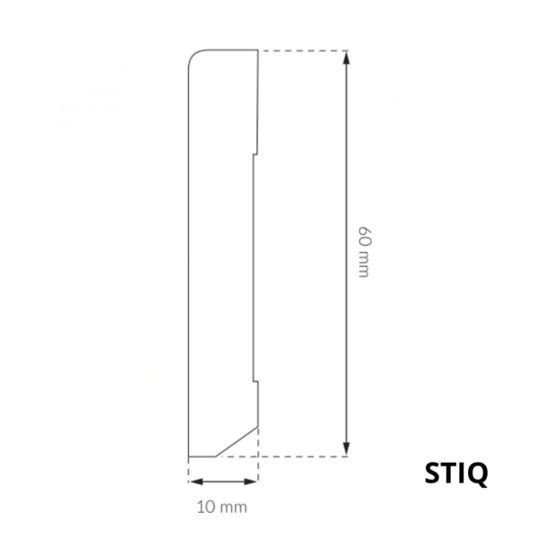 Arbiton STIQ S611 Flexibele plint – Wit – 60x10mm – 220cm