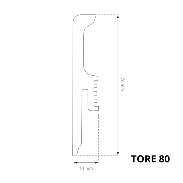 Arbiton TORE Monocolor Polymeer plint – Zwart – 80x14mm – 220cm