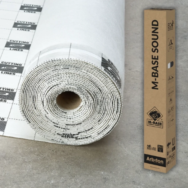 Arbiton M-BASE Sound Eco – Ondervloer parket vloerverwarming – dikte 2.4 mm – 17 dB – 6m²