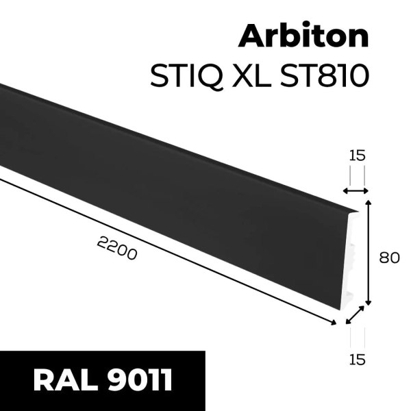 Arbiton STIQ XL ST810 Flexibele plint – Zwart – 80x15mm – 220cm