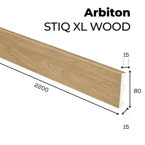 Arbiton STIQ XL WOOD Plint – Eiken Algarve 125 – 80x15mm – 220cm