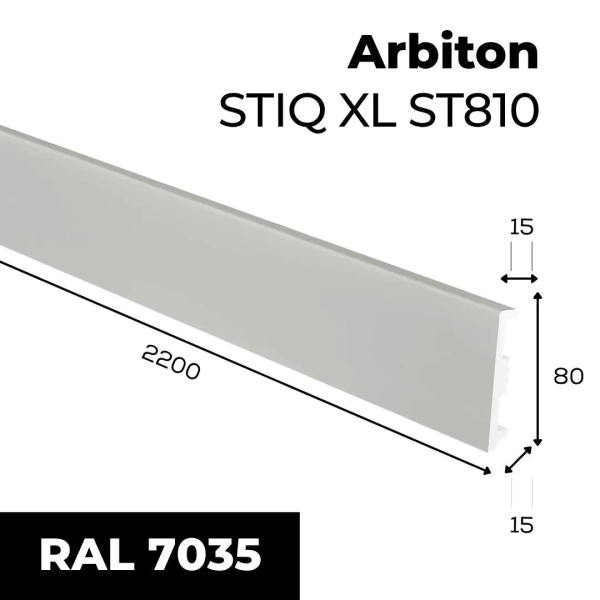 Arbiton STIQ XL ST810 Flexibele plint – Lichtgrijs – 80x15mm – 220cm