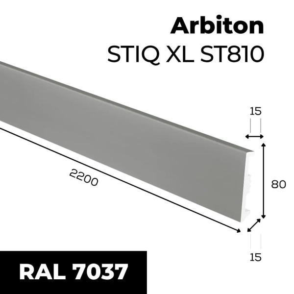 Arbiton STIQ XL ST810 Flexibele plint – Donkergrijs – 80x15mm – 220cm