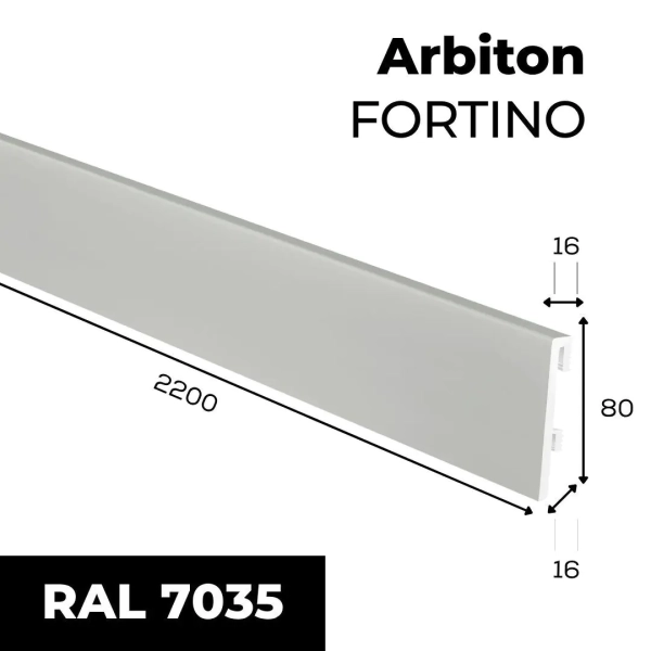 Arbiton FORTINO plint – Lichtgrijs – 80x16mm – 220cm