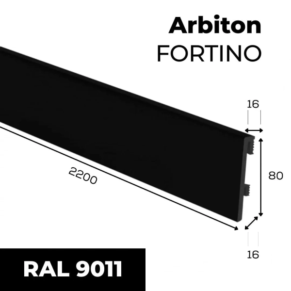 Arbiton FORTINO plint – Zwart – 80x16mm – 220cm