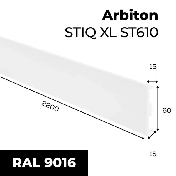 Arbiton STIQ XL STX 610 Flexibele plint – Wit – 60x15mm – 220cm