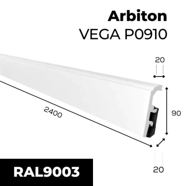 Arbiton VEGA P0910 Sierplint – Wit – 90x20mm – 240cm