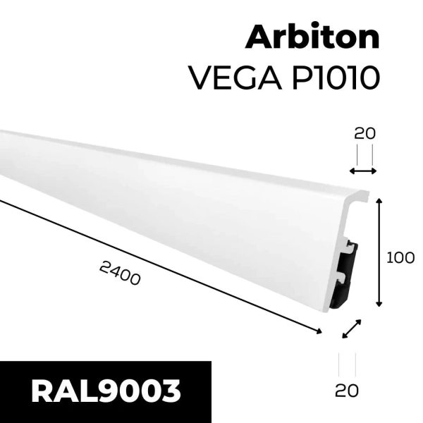 Arbiton VEGA P1010 Plint – Wit – 100x20mm – 240cm