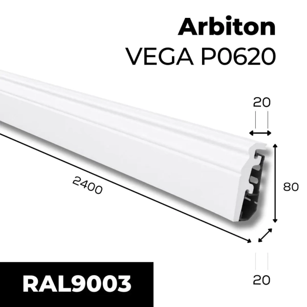 Arbiton VEGA P0620 Sierplint – Wit – 60x20mm – 240cm