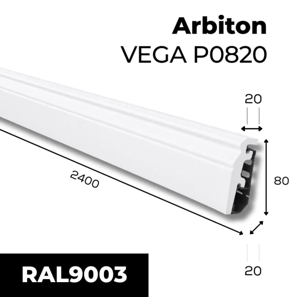 Arbiton VEGA P0830 Sierplint – Wit – 80x20mm – 240cm