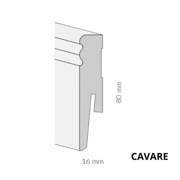 Arbiton CAVARE ML0802 MDF plint – Wit – 80x16mm – 242cm