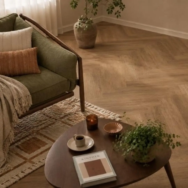 Plak PVC houtlook - Eiken Dark - Visgraat plak PVC